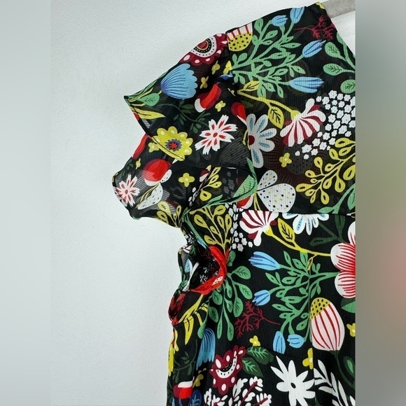 NWT Traffic People Floral Fringe Maxi Dress, Black, Multi, Size XL - Picture 5 of 16